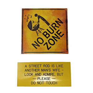 Vintage Metal Sign Lot No Burn Zone Street Rod Warning Man Cave Garage Decor